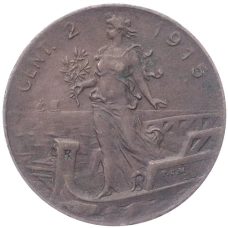 Монета 2 чентезимо 1915 года Италия (аверс)