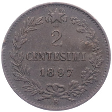Монета 2 чентезимо 1897 года  Италия (аверс)