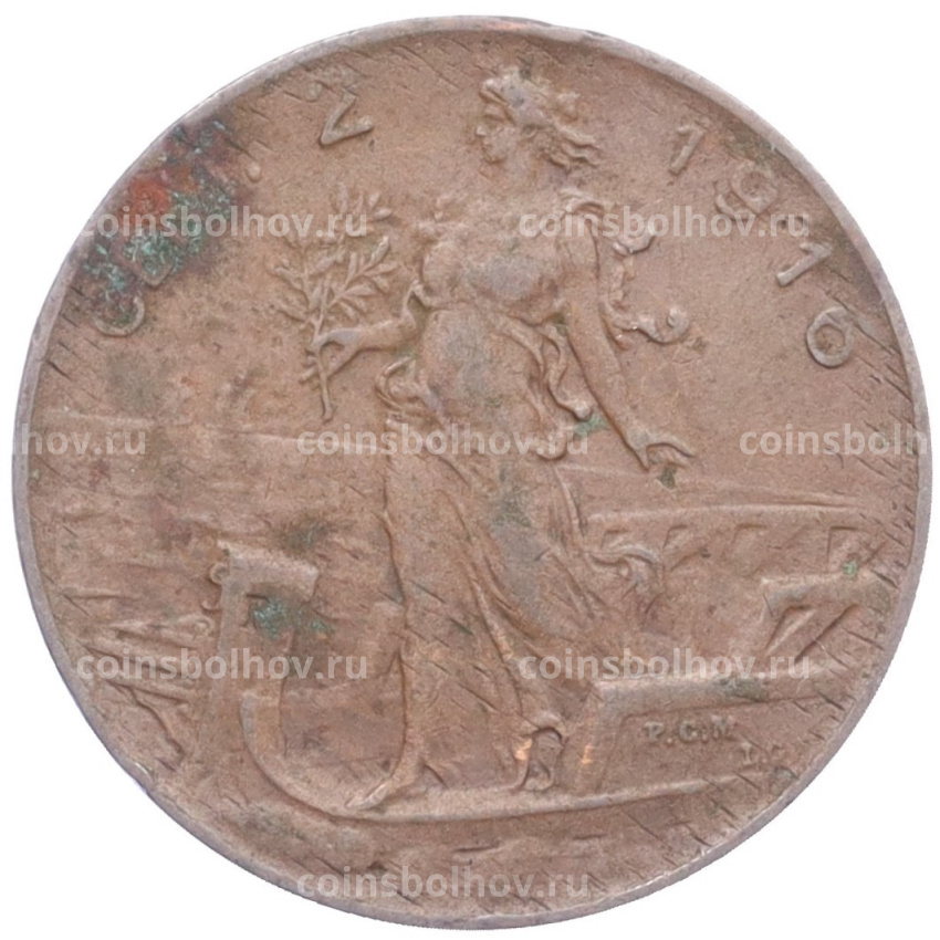 Монета 2 чентезимо 1916 года Италия