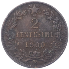 Монета 2 чентезимо 1900 года Италия (аверс)