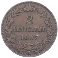 Монета 2 чентезимо 1897 года Италия (аверс)