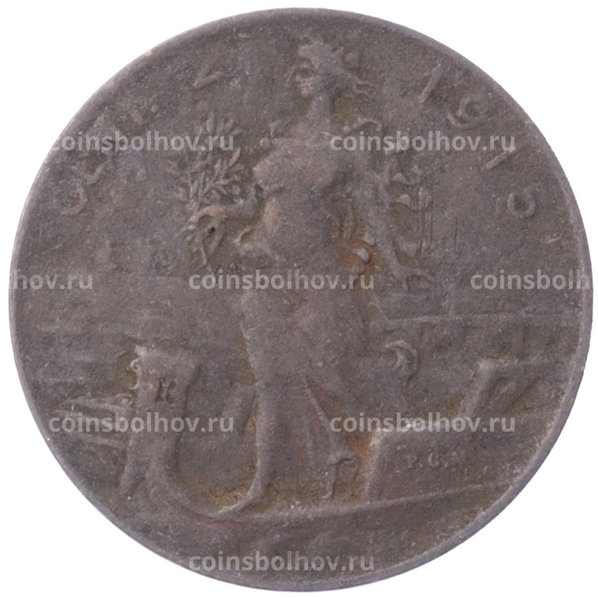 Монета 2 чентезимо 1915 года Италия