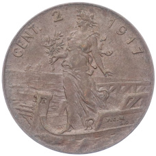 Монета 2 чентезимо 1917 года Италия (аверс)