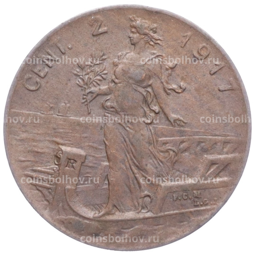 Монета 2 чентезимо 1917 года Италия