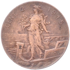 Монета 2 чентезимо 1915 года Италия (аверс)