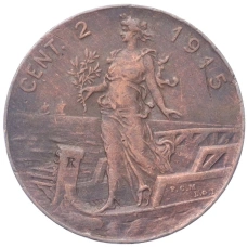 Монета 2 чентезимо 1915 года Италия (аверс)