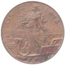 Монета 2 чентезимо 1915 года Италия (аверс)