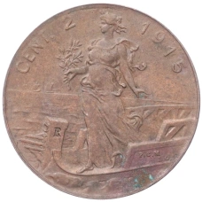 Монета 2 чентезимо 1915 года Италия (аверс)