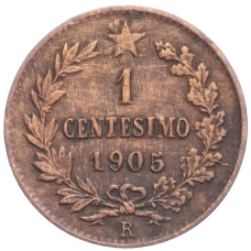 Монета 1 чентезимо 1905 года Италия (аверс)