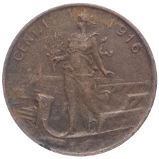 Монета 1 чентезимо 1916 года Италия (аверс)