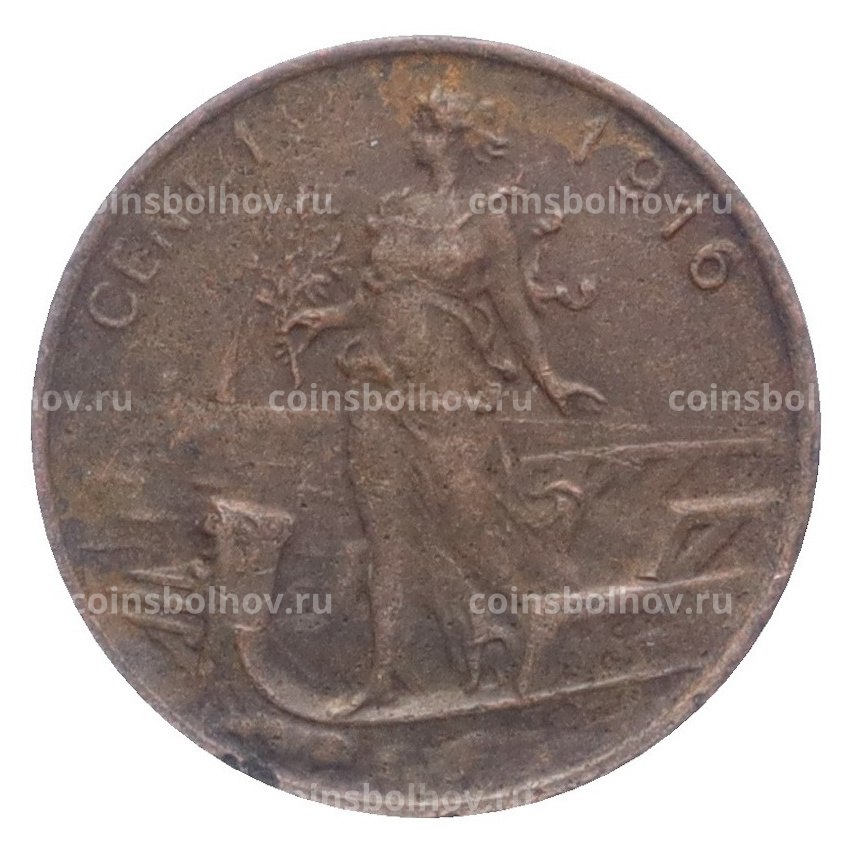 Монета 1 чентезимо 1916 года Италия