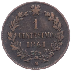 Монета 1 чентезимо 1861 года M Италия (аверс)
