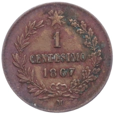 Монета 1 чентезимо 1867 года M Италия (аверс)