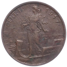Монета 1 чентезимо 1917 года Италия (аверс)