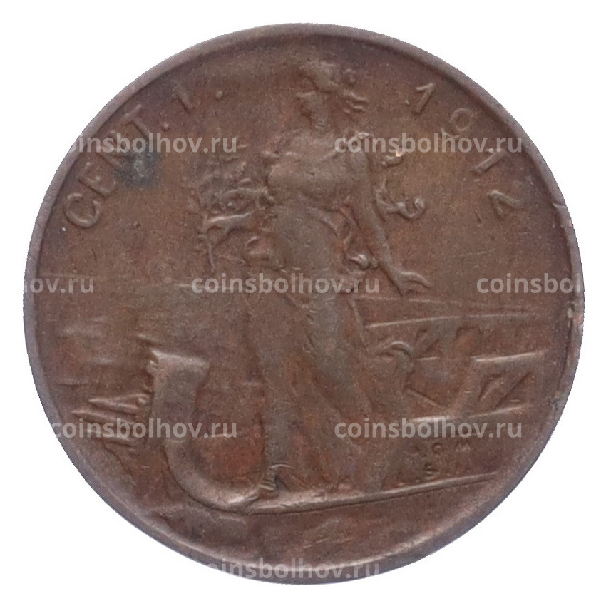 Монета 1 чентезимо 1912 года Италия