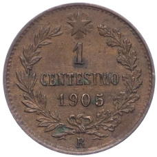 Монета 1 чентезимо 1905 года Италия (аверс)