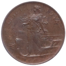Монета 1 чентезимо 1914 года Италия (аверс)