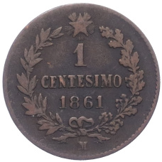 Монета 1 чентезимо 1861 года M Италия (аверс)
