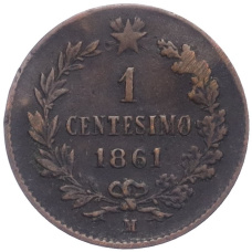 Монета 1 чентезимо 1861 года M Италия (аверс)