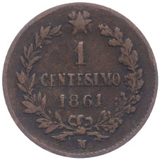 Монета 1 чентезимо 1861 года M Италия (аверс)