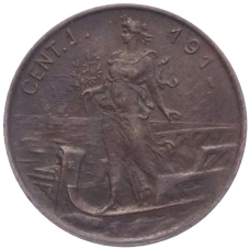 Монета 1 чентезимо 1915 года Италия (аверс)