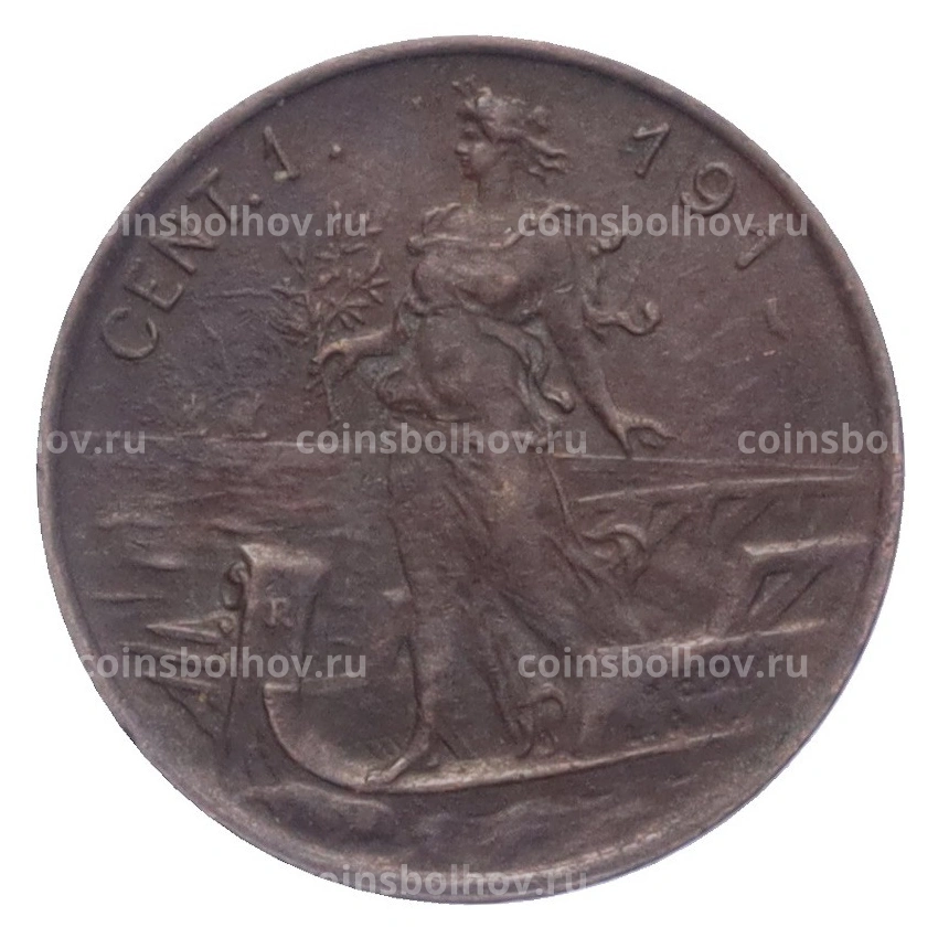 Монета 1 чентезимо 1915 года Италия