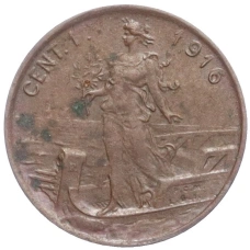 Монета 1 чентезимо 1916 года Италия (аверс)