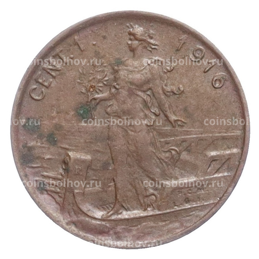 Монета 1 чентезимо 1916 года Италия