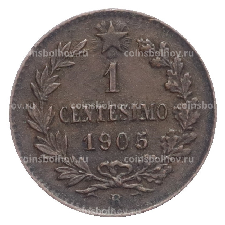 Монета 1 чентезимо 1905 года Италия