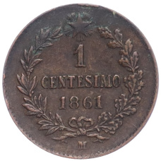 Монета 1 чентезимо 1861 года M Италия (аверс)