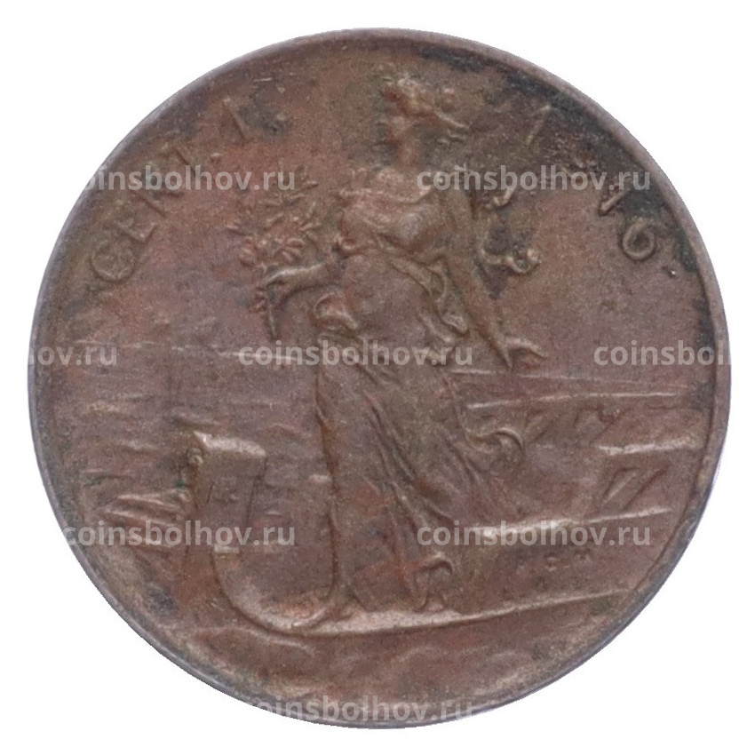 Монета 1 чентезимо 1916 года Италия