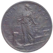 Монета 1 чентезимо 1909 года Италия (аверс)