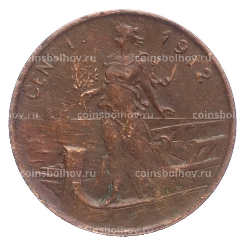Монета 1 чентезимо 1912 года Италия