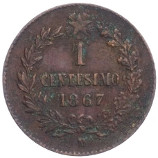 Монета 1 чентезимо 1867 года M Италия (аверс)
