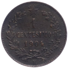Монета 1 чентезимо 1904 года Италия (аверс)