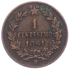 Монета 1 чентезимо 1861 года M Италия (аверс)