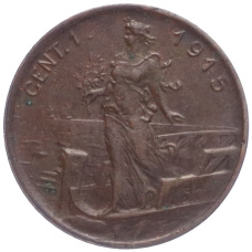 Монета 1 чентезимо 1915 года Италия (аверс)