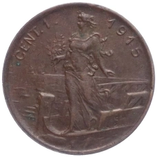 Монета 1 чентезимо 1915 года Италия (аверс)