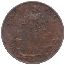 Монета 1 чентезимо 1912 года Италия (аверс)