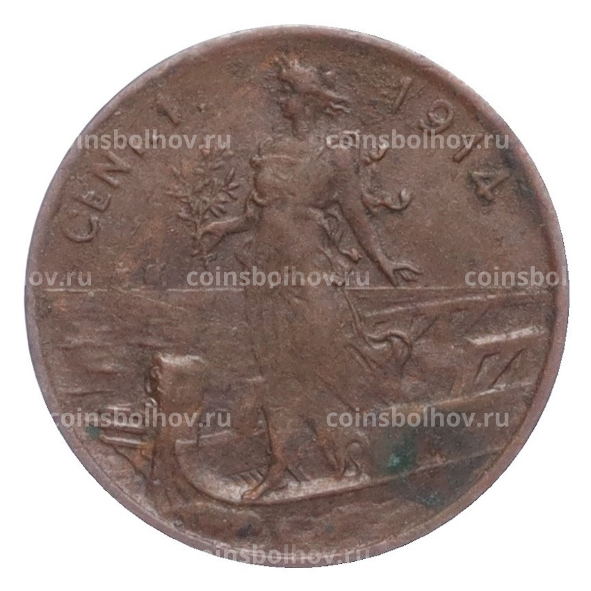 Монета 1 чентезимо 1914 года Италия