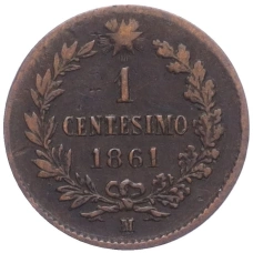 Монета 1 чентезимо 1861 года Италия (аверс)