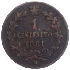Монета 1 чентезимо 1861 года М Италия (аверс)