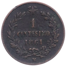 Монета 1 чентезимо 1861 года M Италия (аверс)