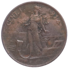 Монета 1 чентезимо 1914 года Италия (аверс)