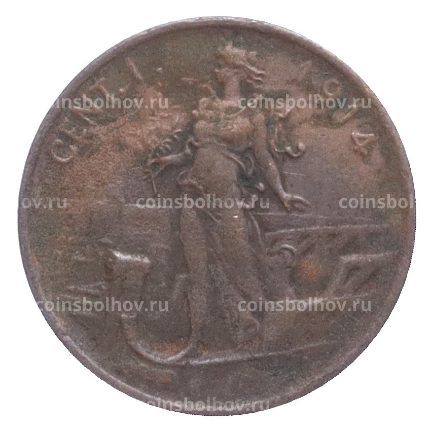 Монета 1 чентезимо 1914 года Италия