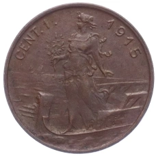 Монета 1 чентезимо 1915 года Италия (аверс)