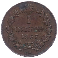 Монета 1 чентезимо 1867 года M Италия (аверс)