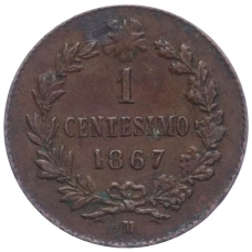 Монета 1 чентезимо 1867 года M Италия (аверс)