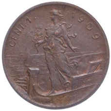 Монета 1 чентезимо 1909 года Италия (аверс)
