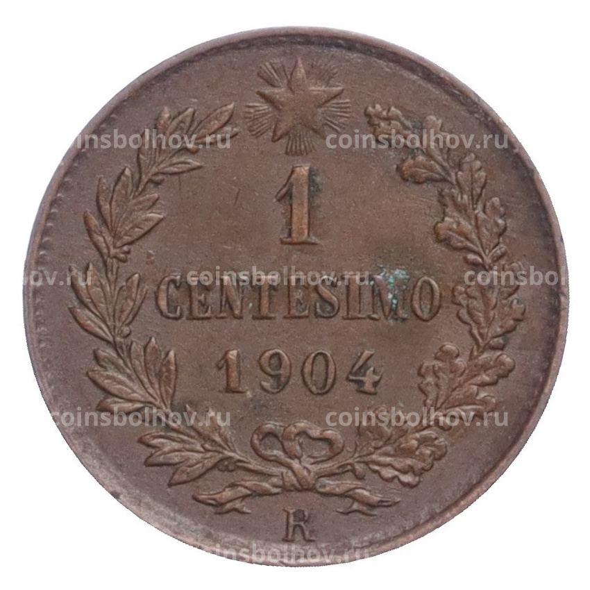 Монета 1 чентезимо 1904 года Италия